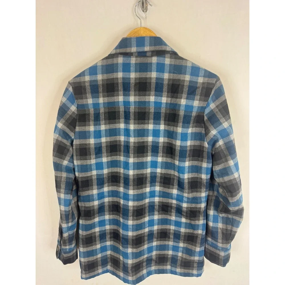 Sitka Blue Plaid Zip Up Shirt Jacket Mens Small Vancouver Island Buffalo Check